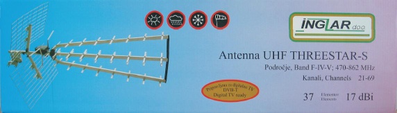 TV antennas, antenna THRESTAR-S OUTdoor UHF (Band IV-V, 470-862 MHz Channels 21-69)