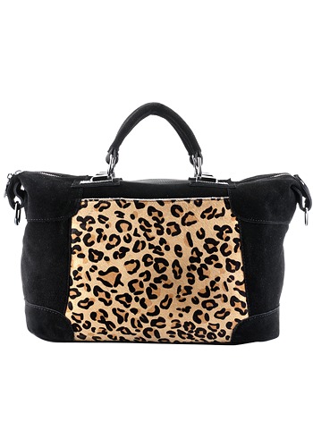Made of high quality suede leather with leopard print fur and faux leather