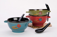 ceramic soup mug spoon colorful mug soup bowl