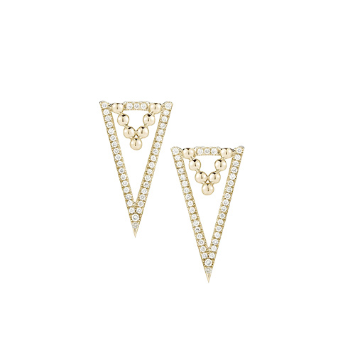 Dainty and edgy pair of Beaded Earrings, handcrafted with CZ Studded stones with Gold Plated will add a dash of geometric look with a simple double triangle shape
