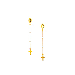 Gold Plated Saint Jude Cross Earring with 75 MM Length, weighing approx 3.80 grams