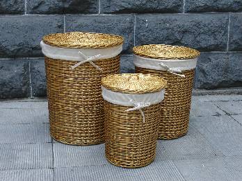 willow storage basket, set of 3, warm brown color