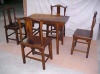 Chinese furniture, TB-151p5 Shandong Antique Dinning Table & Chairs, 5Pcs Set