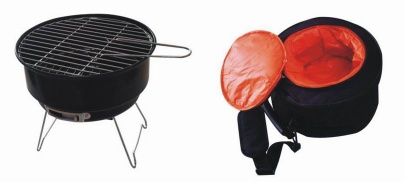 Charcoal BBQ grill and cooler bag