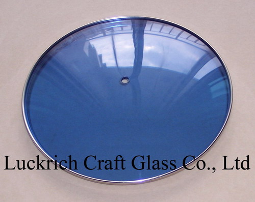Round toughened glass lid (G-type, Low-dome in blue color) 