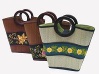 Embroidered bamboo handbag