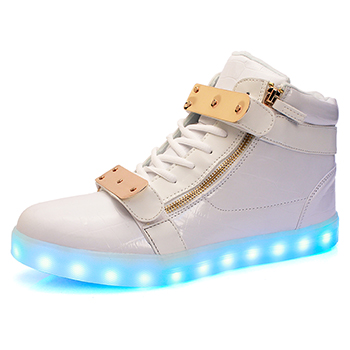 USB shoes LED lights shoes men skateboard shoes pu leather upper Rubber sole