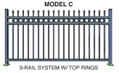 galvanized steel fence powder coated in Black - FENCE