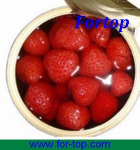 Canned red strawberry in syrup