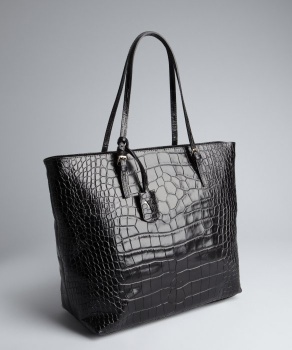 GF-J286 Womens Black Crocodile Embossed Leather New Tote Bag