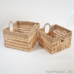 Rectangular Seagrass Water Hyacinth Woven Laundry Basket Storage Basket Set