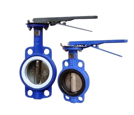 Wafer type butterfly valve with handle lever or gear worm
