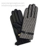 Women Fashion Genuine Leather Gloves With Swallow Girds Black Color