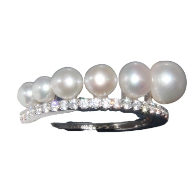 S925 Sterling Silver Ring Womens Pearl Ring - WX-007