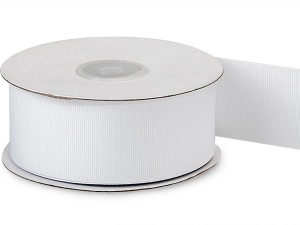 25mm White Polyester Grosgrain Ribbon - 6600025000