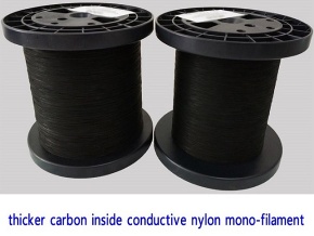 Carbon inside conductive nylon monofilament