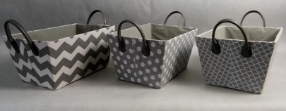 Fabric Basket with Leather Handle, Polyester basket board inlay
