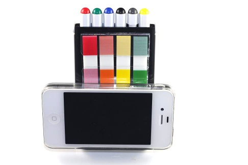 Iphone shaped stationery sets 5 in 1 highlighter pens with Iphone stand - ART962