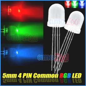 100PCS x  5mm 4pin Common Anode RGB Red Green Blue LED