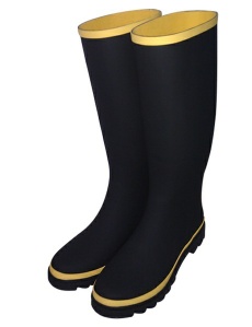 black and yellow matt finish womens rubber rain boots