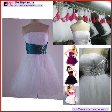 Sexy strapless prom dress knee length with beading