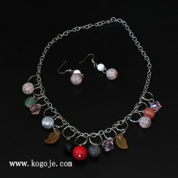 Jewelry/Fashion Jewelry Set/elegant style/Light Color Necklace/Eardrops/glass jewelry/jewelry set
