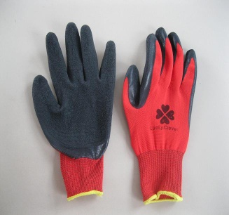 seamless 13 gauge nylon/polyster shell latex crinkle gloves