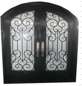 Arch top square top wrought iron entry door - 31940