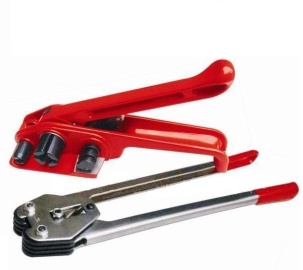 Manual composite strapping tool-tensioner sealer