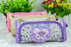 New arrived school girls Butterfly Knot lacy pencil bag for gift