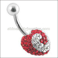 steel belly button ring with mutiple stones