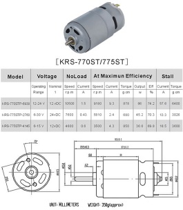 770/775 micro DC electric motor