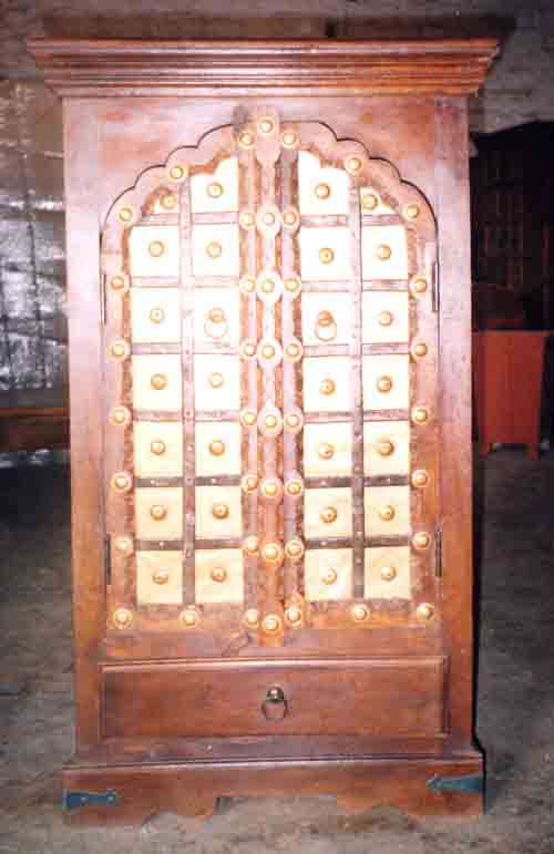 OLD DOOR BRASS FITTED ALMIRAH