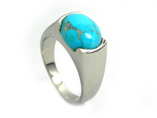 Ring is made of stainless steel with natural stone.