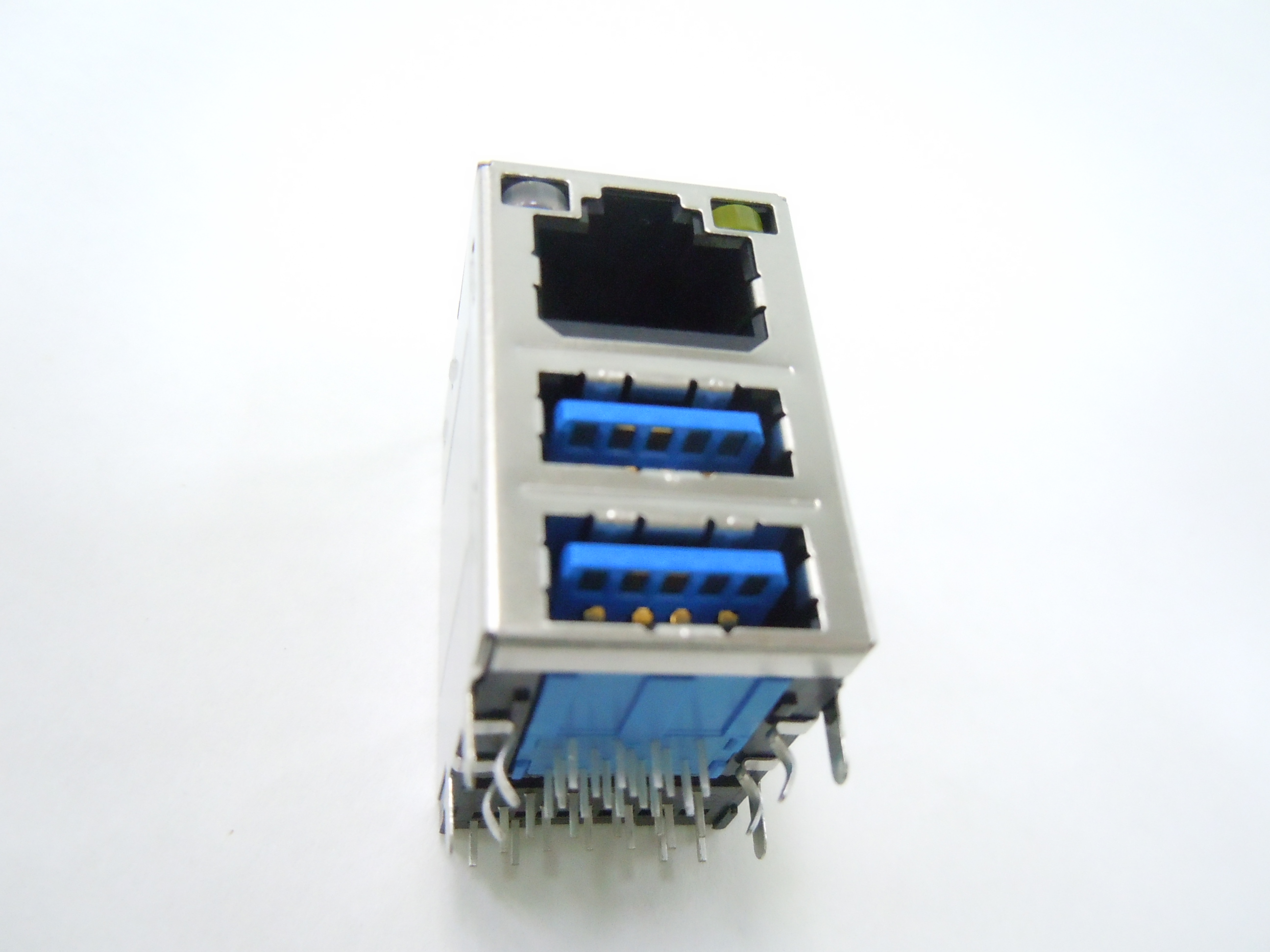 RJ45+USB 3.0 A Type Receptacle Right Angle, Dip Type W/LED