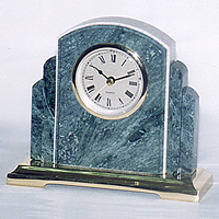 Two tone marble clock W/metal base