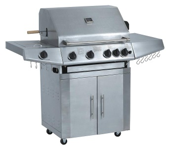 Stainless Steel Four-burner Barbecue Gas Grill with Hook on Side Panel  