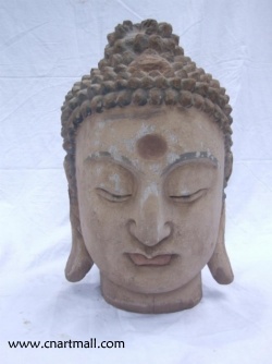 Wood Carving Buddha Head Statue