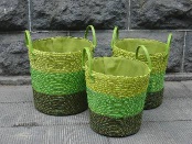 round straw storage baskets, set of 3