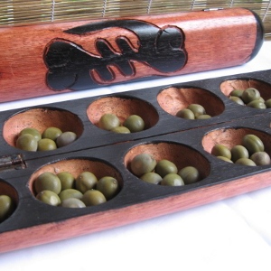 hand Carved Oware Mancala Game