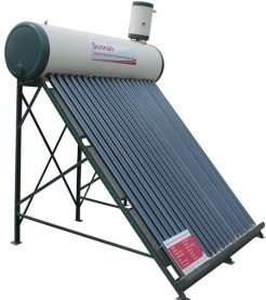 solar water heater with copper coil exchanger