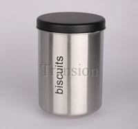 Stainless Steel tea canister with black powder coated sheet iron lid