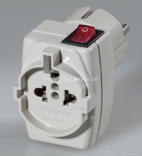 Wonpro European Type Universal Twin Travel Adapter with side power swicth
