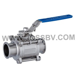 Three-Piece Sanitary T-Clamp Ball Valve With ISO5211 Mounting Pad