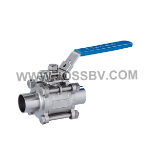 3-Piece Sanitary Ball Valve Butt Weld with ISO5211 Mounting Pad - NO. JOBV-1004