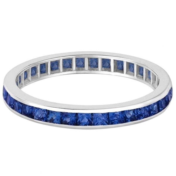 Princess-Cut Blue Sapphire Eternity Ring Band – Allurez