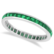 Princess-Cut Emerald Eternity Ring Band 14k White Gold – Allurez