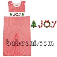 Nice JOY ans X-mas tree smocked boy longall