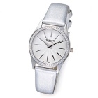 ChenS Womens Satin Silver-tone Strap Diamond Watch