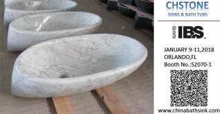 Oval Shape Carrara White Marble Bath Sinks Polished Inside And Outside